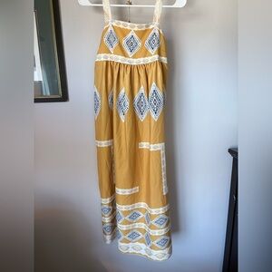 Mustard Yellow SunDress with White & Black Geometric Print